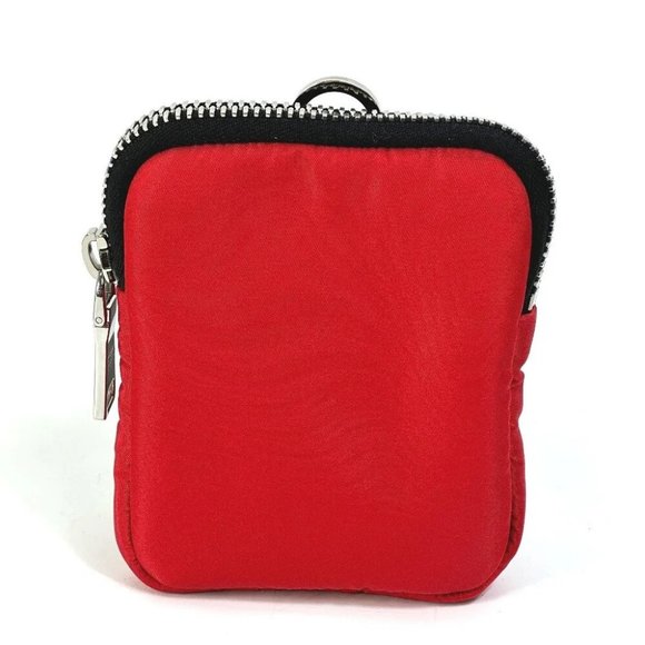 PRADA triangle logo plate TESSUTO SOFT Bicolor Pouch Nylon Red/Black - Picture 4 of 10